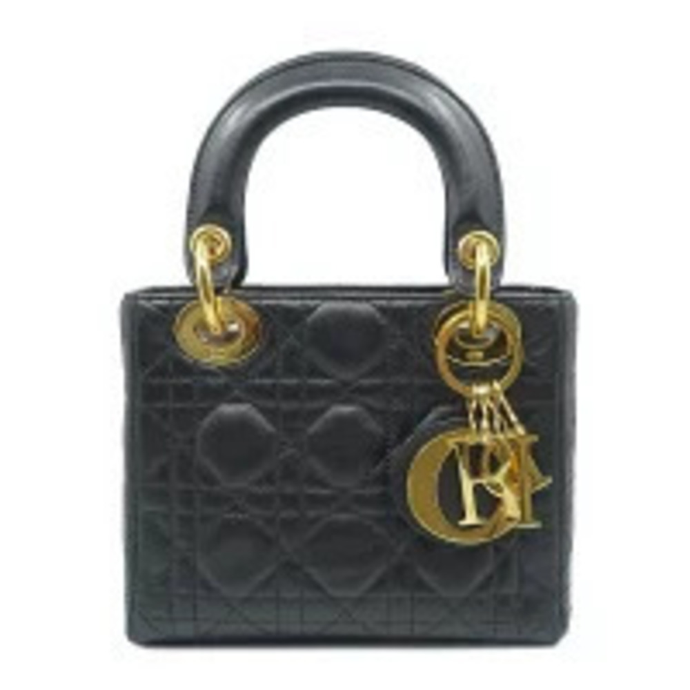 Christian Dior Lady Dior Cannage Lambskin 2Way Crossbody Tote Black